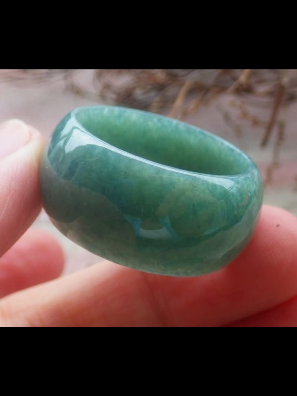 Thick ring Certificate Jadeite Jewelry Jade luck Green Size 12.5